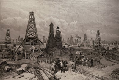 The Petroleum Oil Wells at Baku on the Caspian Sea, from 